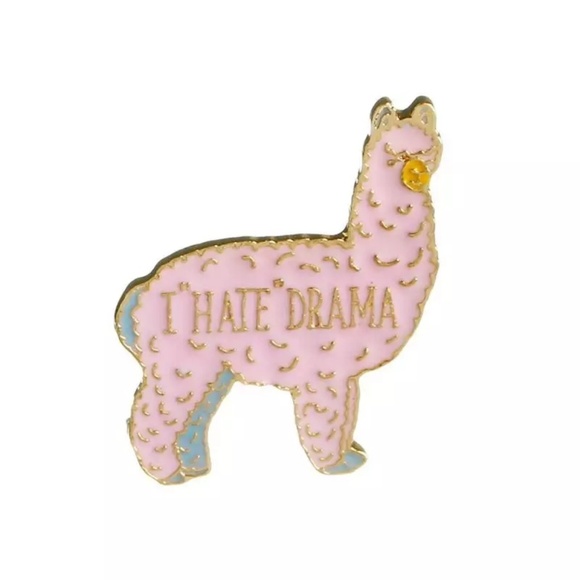 Jewelry - I Hate Drama cute pink llama brootch